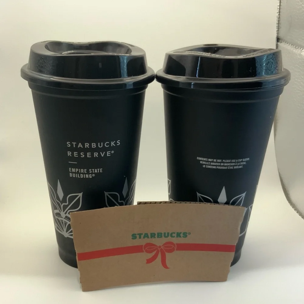 New Starbucks Coffee NYC Reserve Black Reusable Travel Cup, 2 pcs Gift